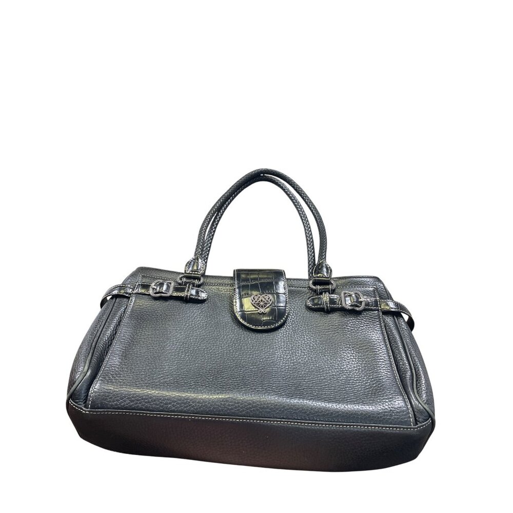 Brighton Womens Black Pebbled Leather Shoulder Handbag Medium SKU 8715